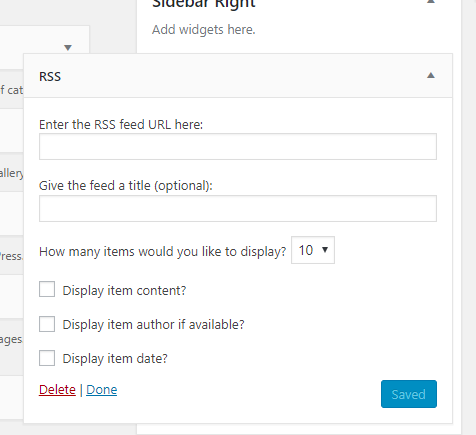 Sezione feed RSS di WordPress
