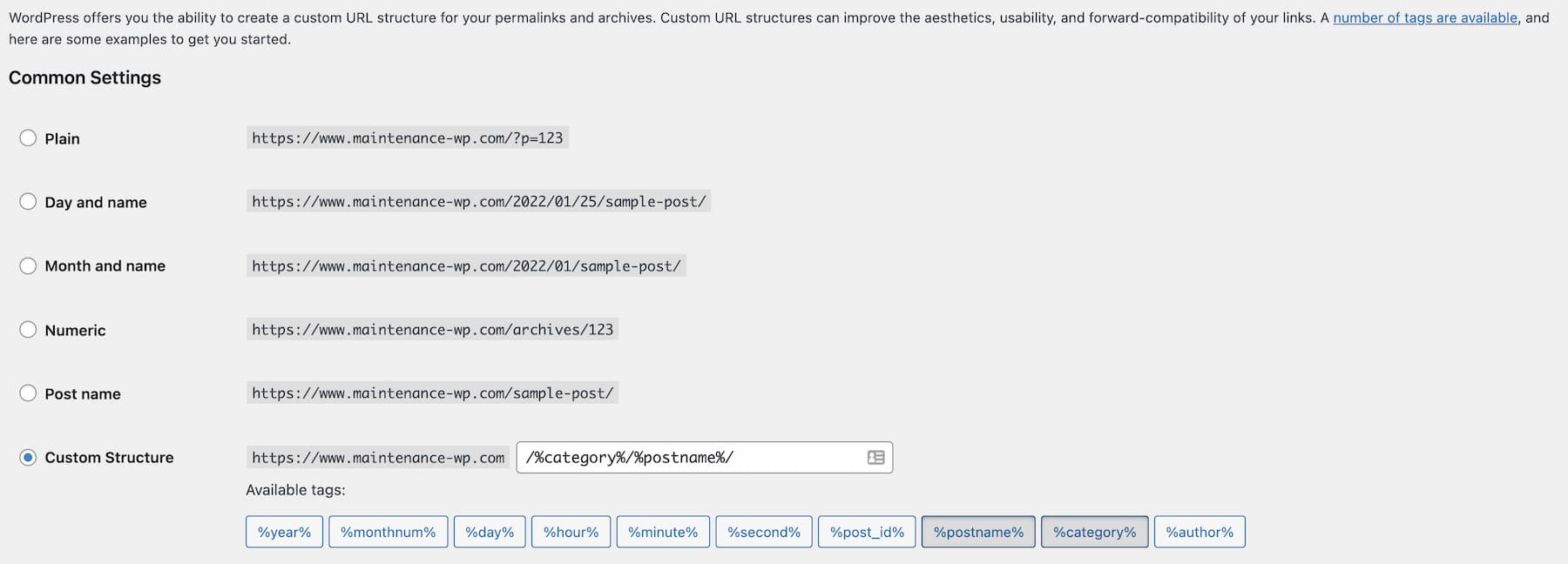 Permalinki WordPress
