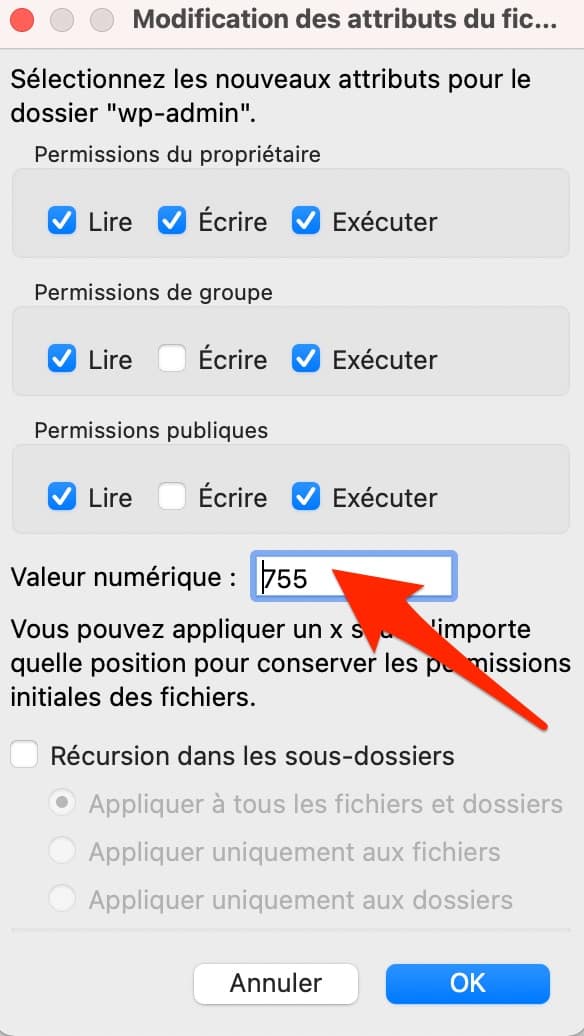 Un exemple de droits d'accesauxfichiers。