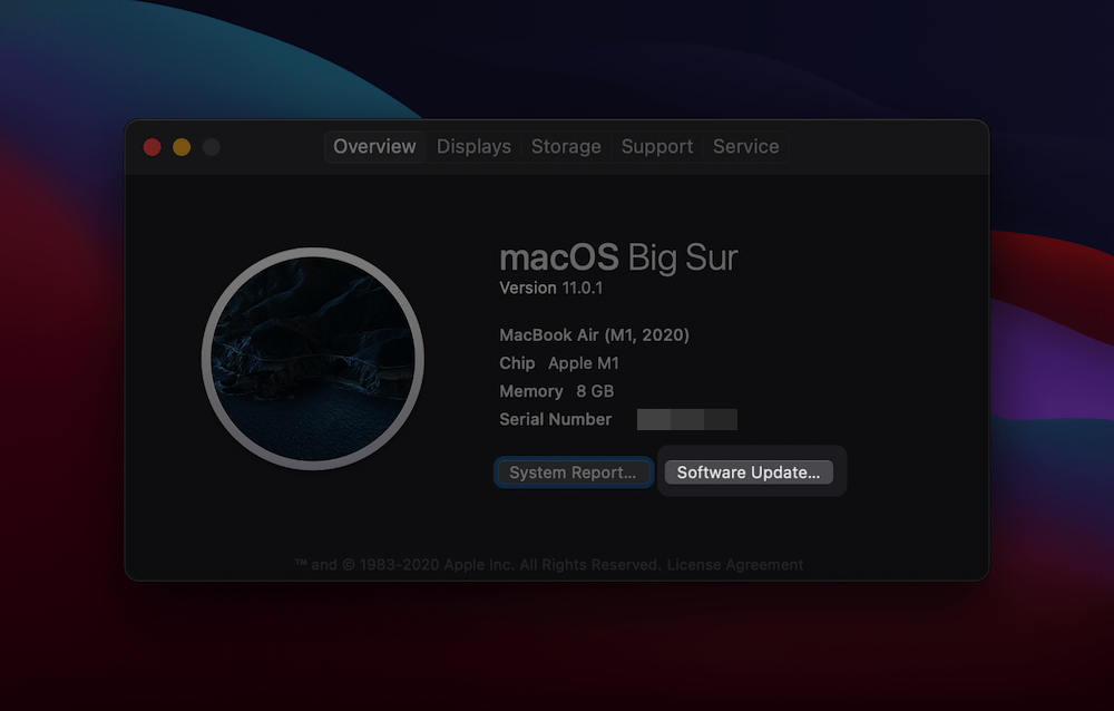 Экран «Об этом Mac».