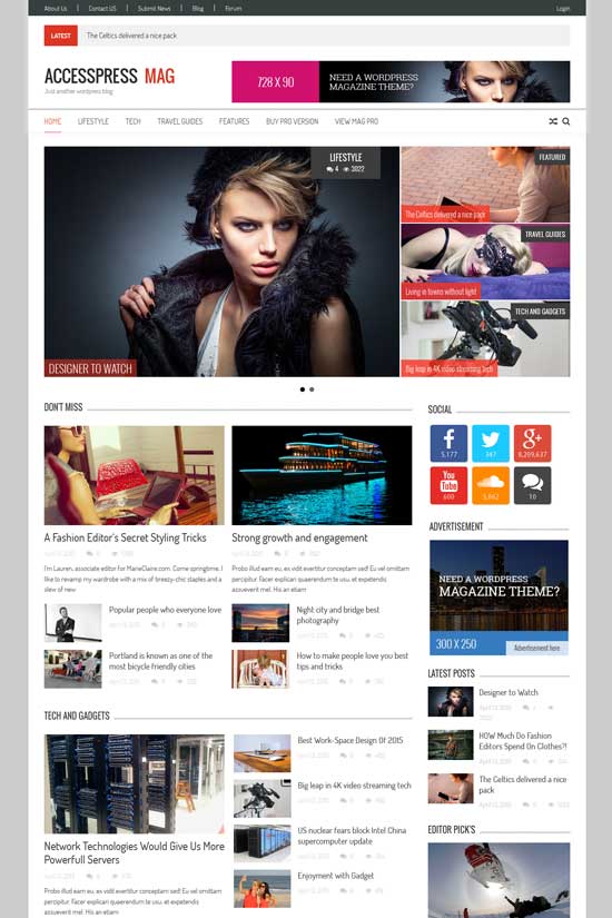 AccessPress Mag modern ücretsiz dergi WordPress teması