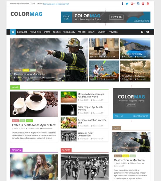 colormag ücretsiz duyarlı dergi WordPress teması