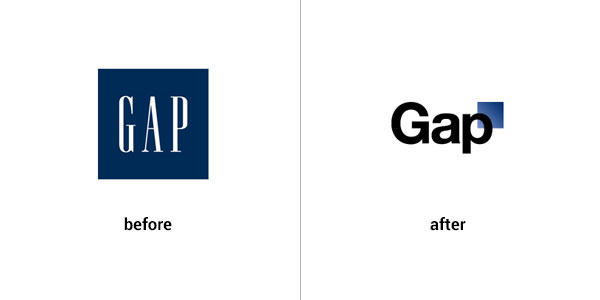 exemple proaste de rebrand: gap