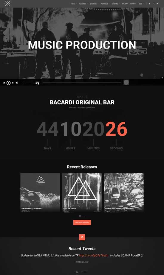 SPECTRA - Tema de WordPress para música receptiva