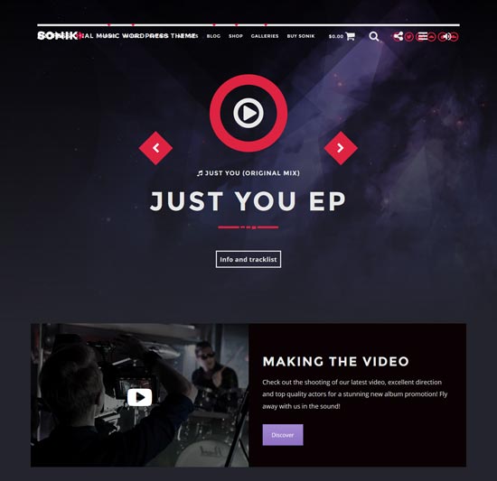tema de WordPress de música sonik