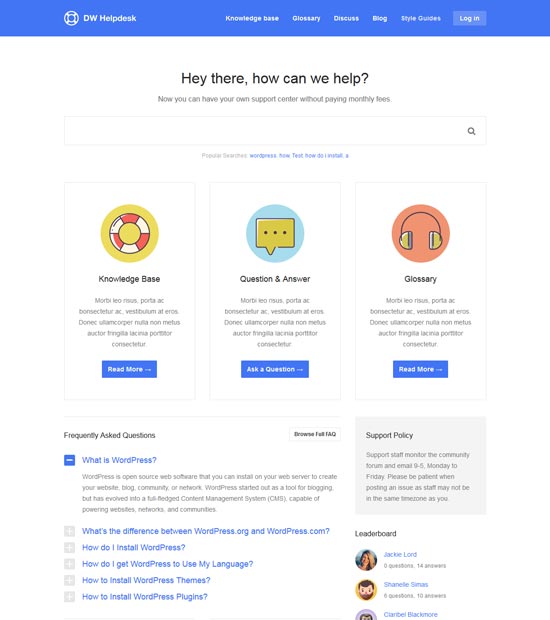 dw helpdesk ฐานความรู้ คำถามที่พบบ่อย ธีม WordPress
