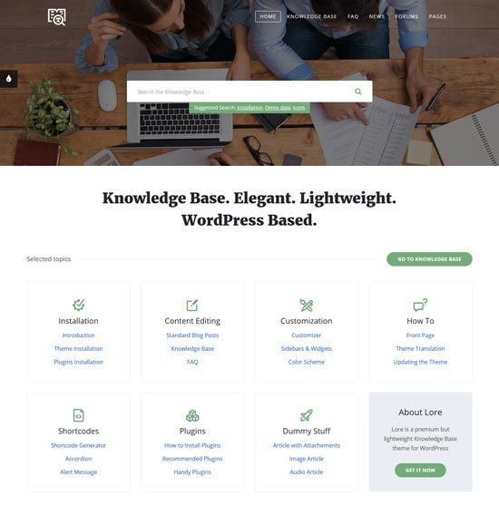 ธีมฐานความรู้ WordPress ธีม