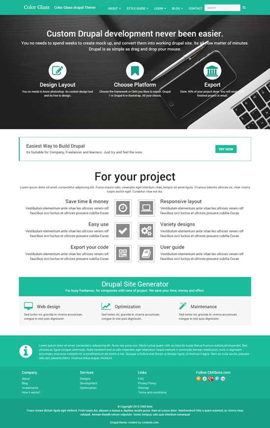 彩色玻璃 - 免費的 drupal 主題