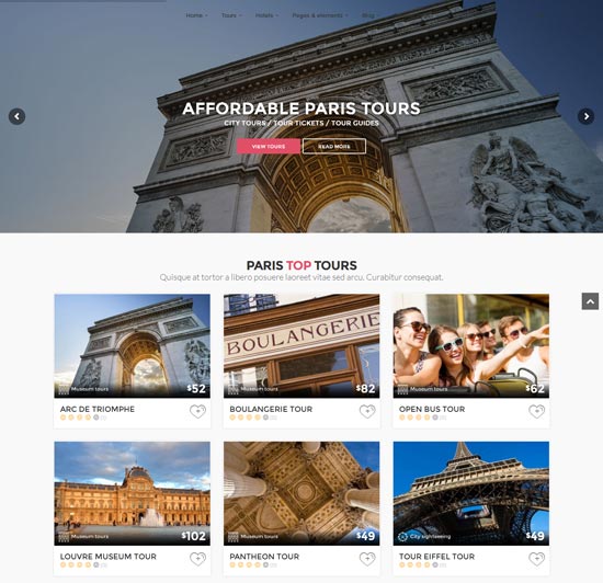 thème WordPress de réservation de voyage tour de ville