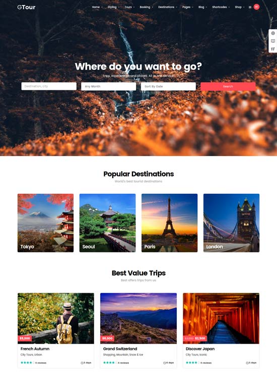 grand tour voyage wordpress
