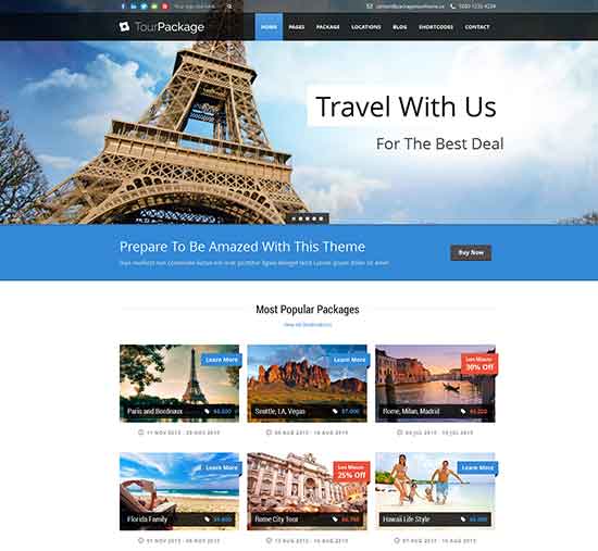 Tour Package - Thème de voyage WordPress pour agence de voyage