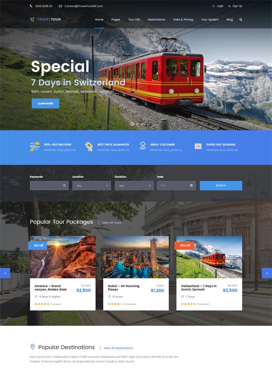 thème wordpress du système de gestion des visites de voyage