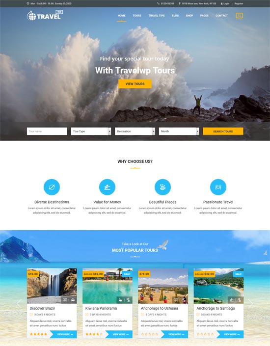 voyage wp voyage tour réservation thème wordpress