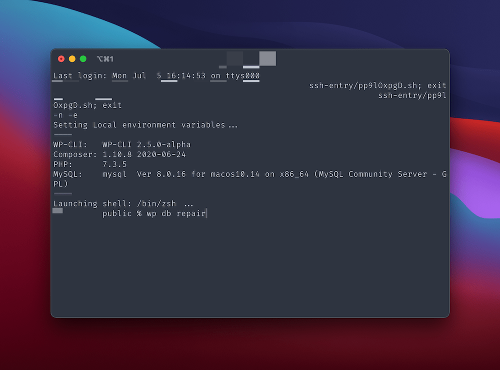Usando el WP-CLI para reparar la base de datos.
