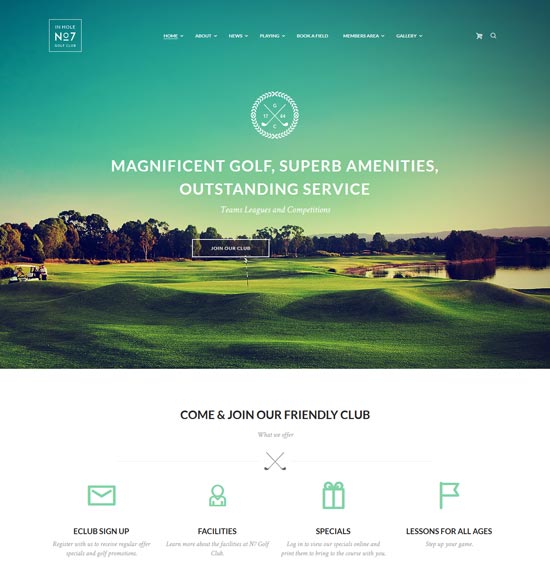 Тема n7 golf club sport wp