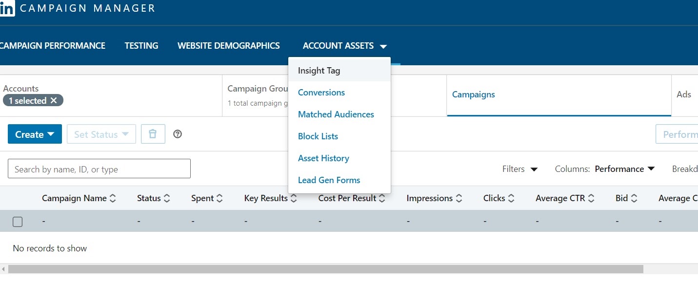 Utilizzo dell'insight tag durante la creazione di un annuncio di retargeting di LinkedIn