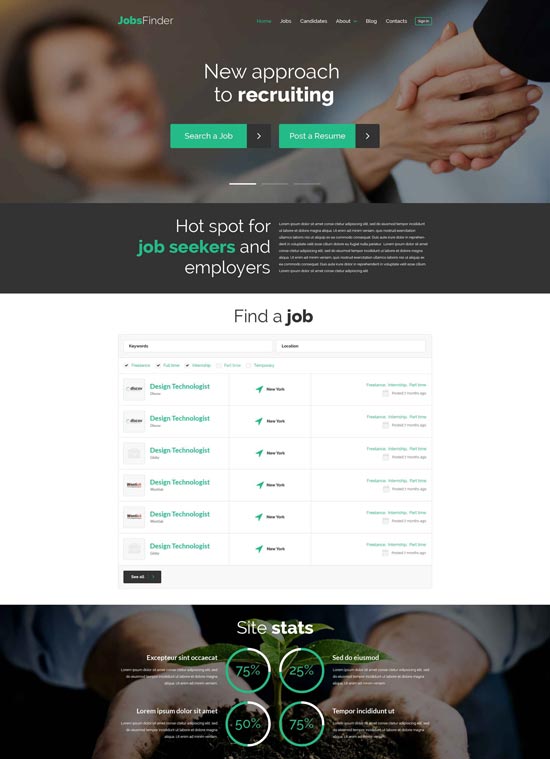 Plantilla de wordpress para portal de empleo de Jobsfinder