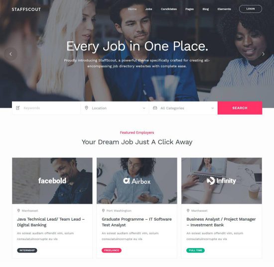 tema de wordpress de la junta de trabajo de staffscout