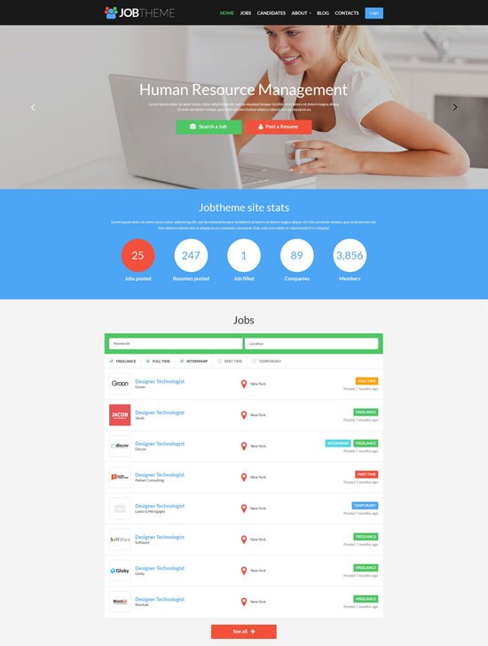 jobtheme portal de empleo responsivo tema de wordpress
