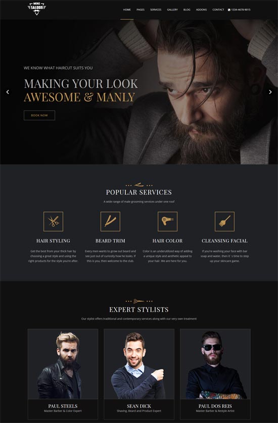 шаблон joomla для парикмахерской menzsaloon