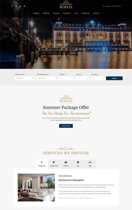 modelo joomla de hotel resort gaivota