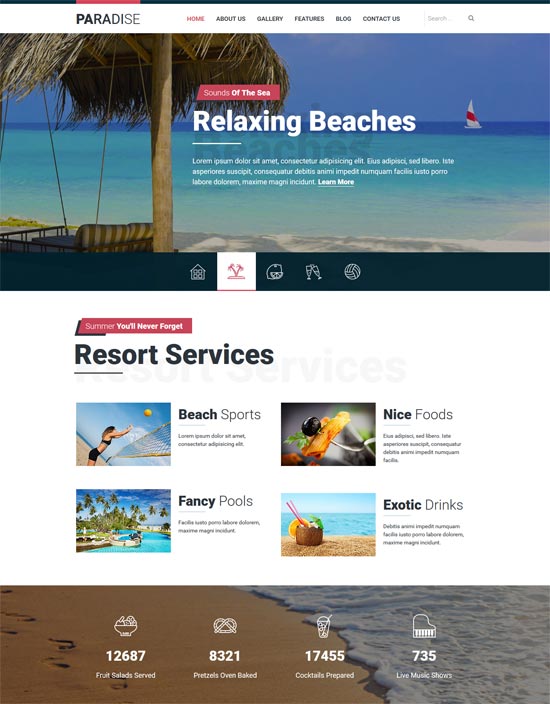 modelo joomla de viagem para o paraíso quente