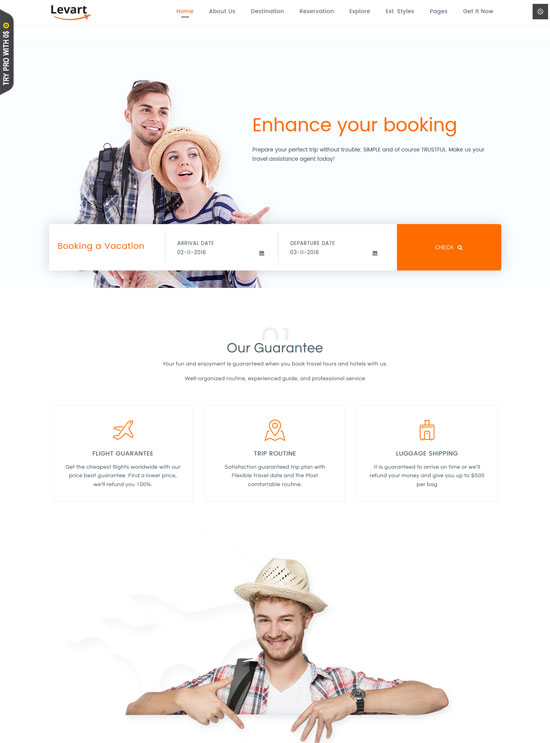 jsn levart joomla modelo de viagem