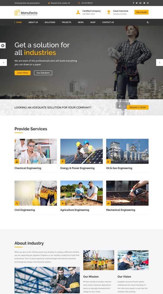 manufacto 工业 wordpress 主题