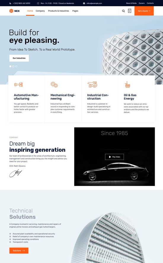 nex工厂工业wordpress