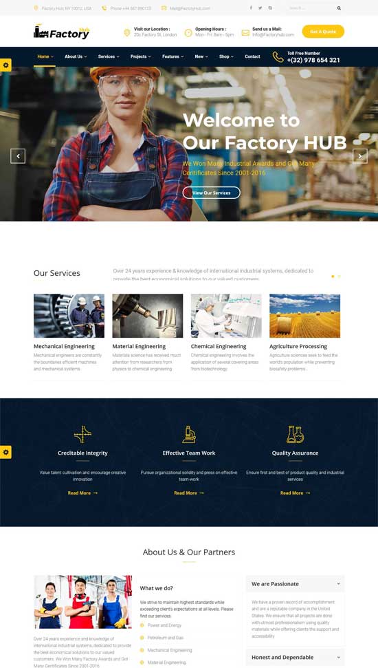 工厂中心行业 wordpress 主题