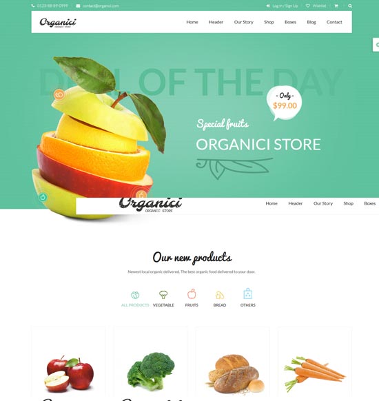 magazin organic organic tema woocommerce