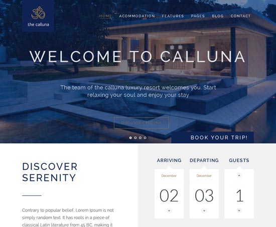 Hotel Calluna - โรงแรม & รีสอร์ท & ธีมเวิร์ดเพรส