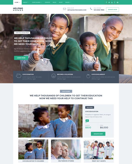 HelpingHands - Tema WordPress Amal/Penggalangan Dana