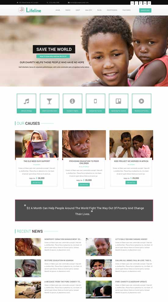 Lifeline-LSM-Amal-Penggalangan Dana-WordPress-Tema