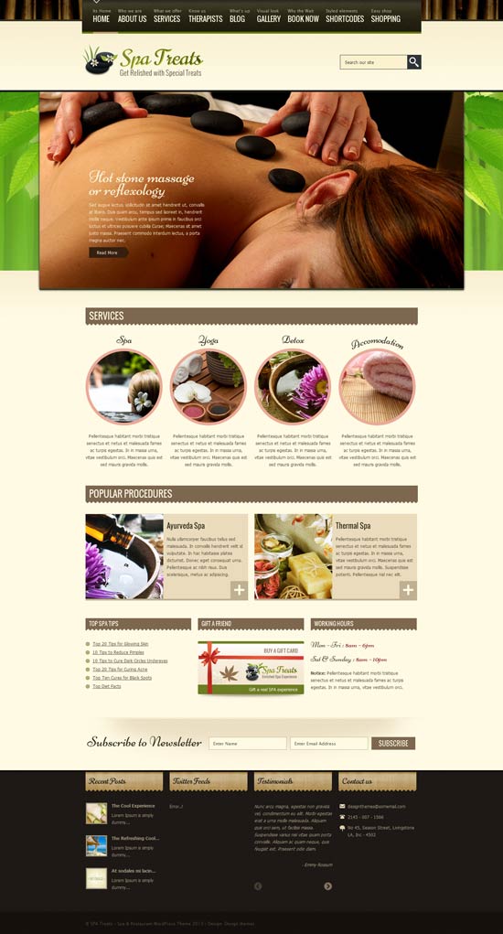 Trattamenti SPA - Spa e ristorante WordPress