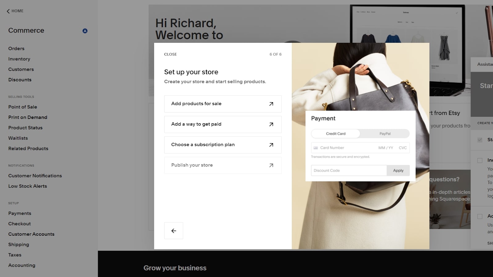 Squarespace의 온보딩 마법사
