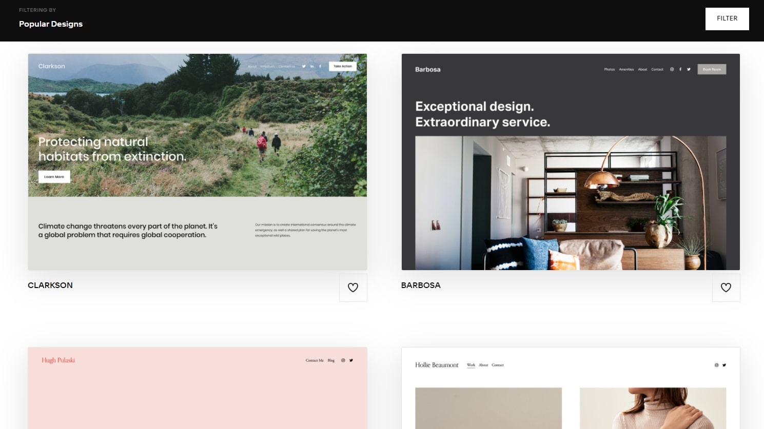 Squarespace의 템플릿
