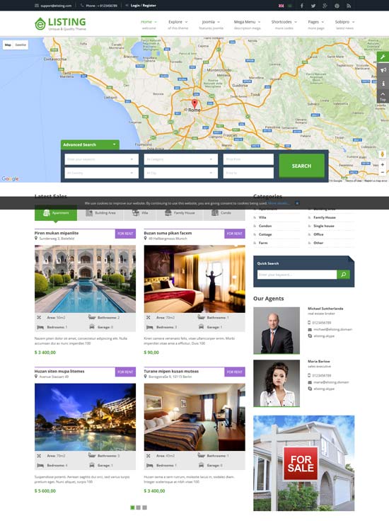 elisting modello joomla immobiliare