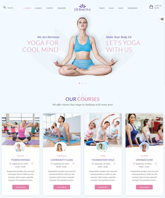 tema wordpress di hermosa yoga