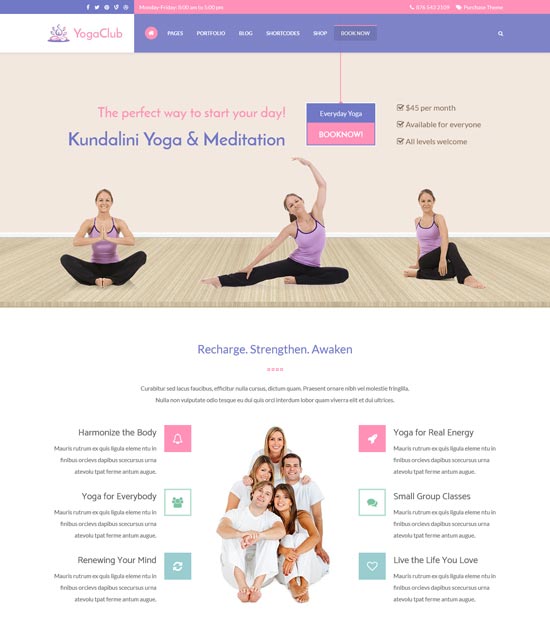 Tema WordPress di yoga club yoga