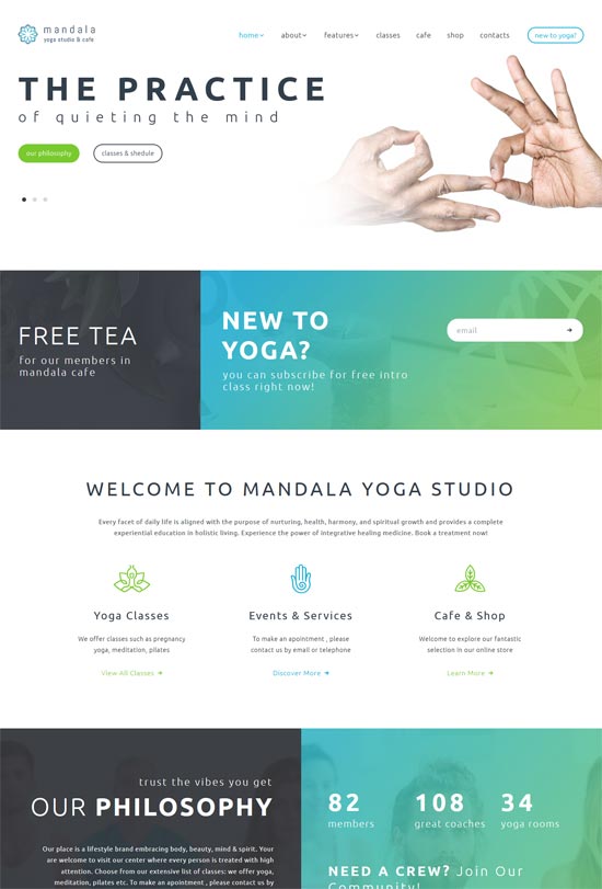 tema del centro benessere dello studio di yoga mandala