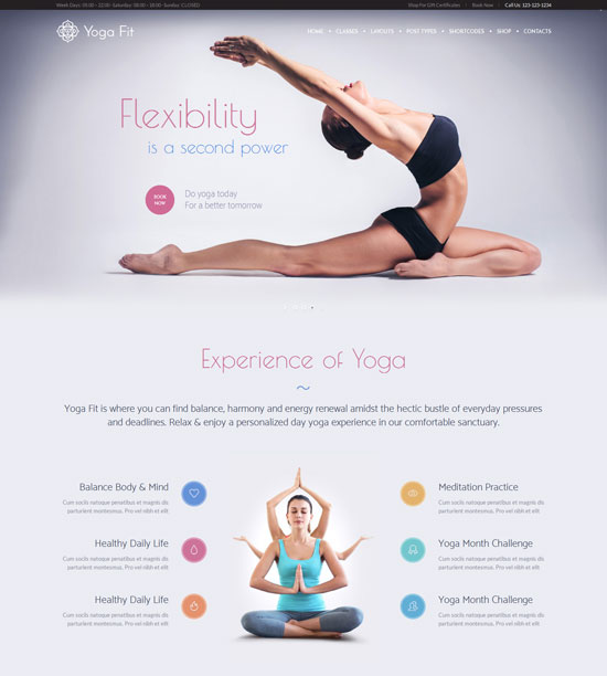 Yoga Fit - Tema WordPress per sport, fitness