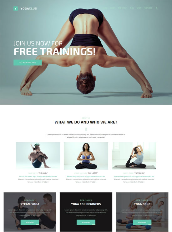 tema wp di bodybuilding yoga del fightclub