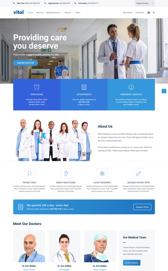 thème wordpress médical santé vitale