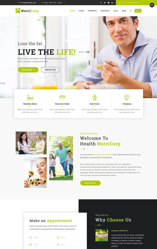 thème wordpress nutrition nutricorp