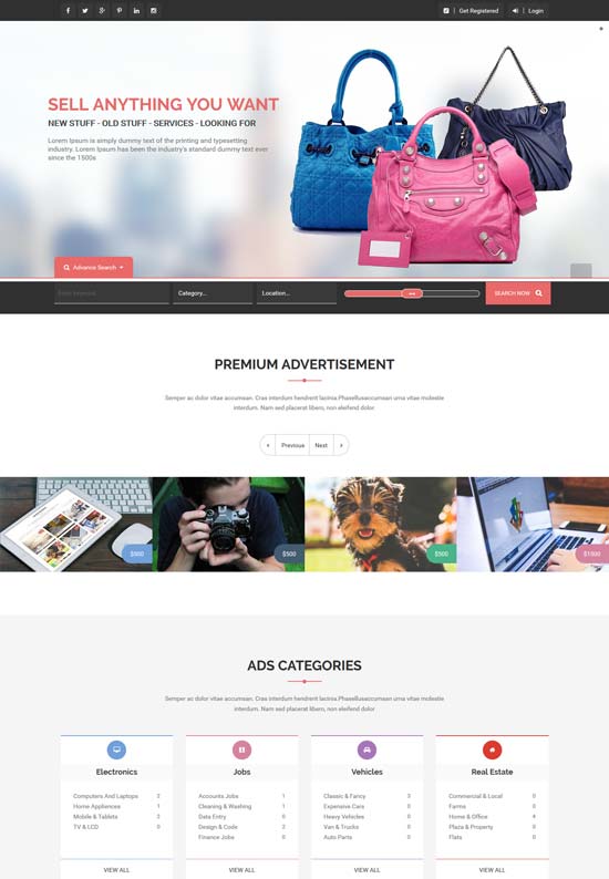 classiera 분류 광고 WordPress 테마