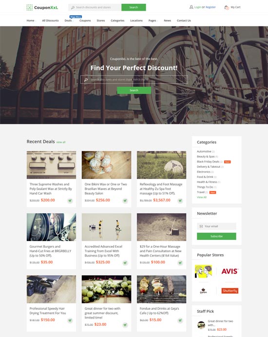 Couponxxl 거래 쿠폰 할인 WordPress 테마
