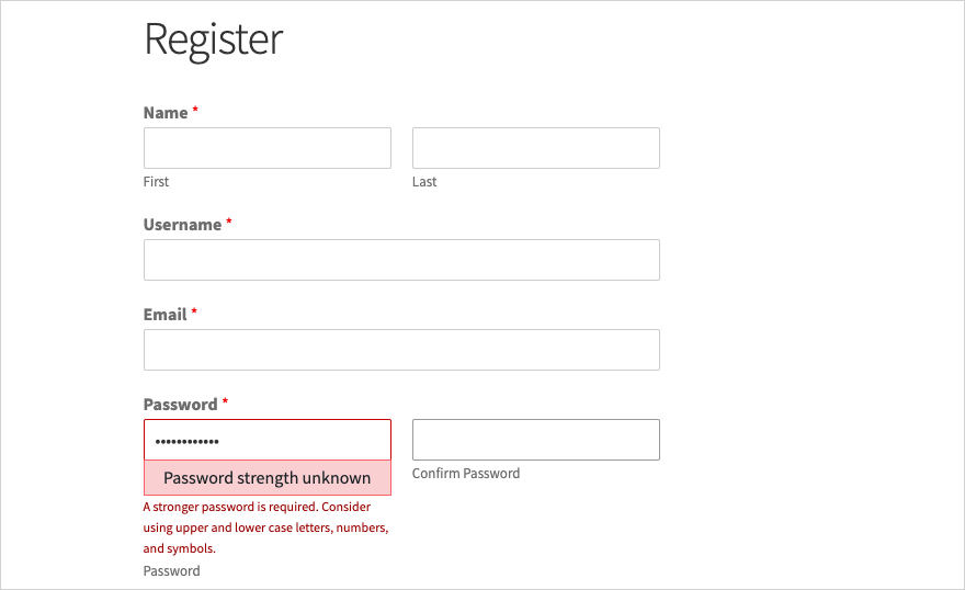 需要强密码错误 Strong password required error