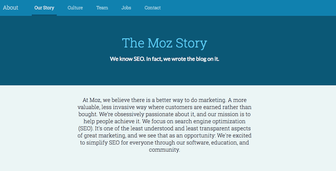 关于我们页面示例：Moz