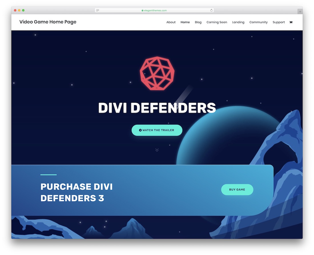 шаблон игрового сайта divi
